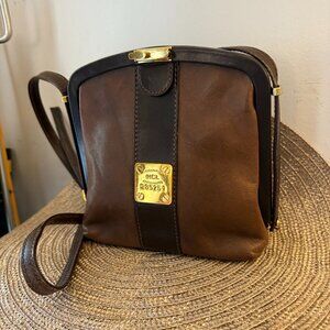 HCL vintage classic leather crossbody bag in brown and black.